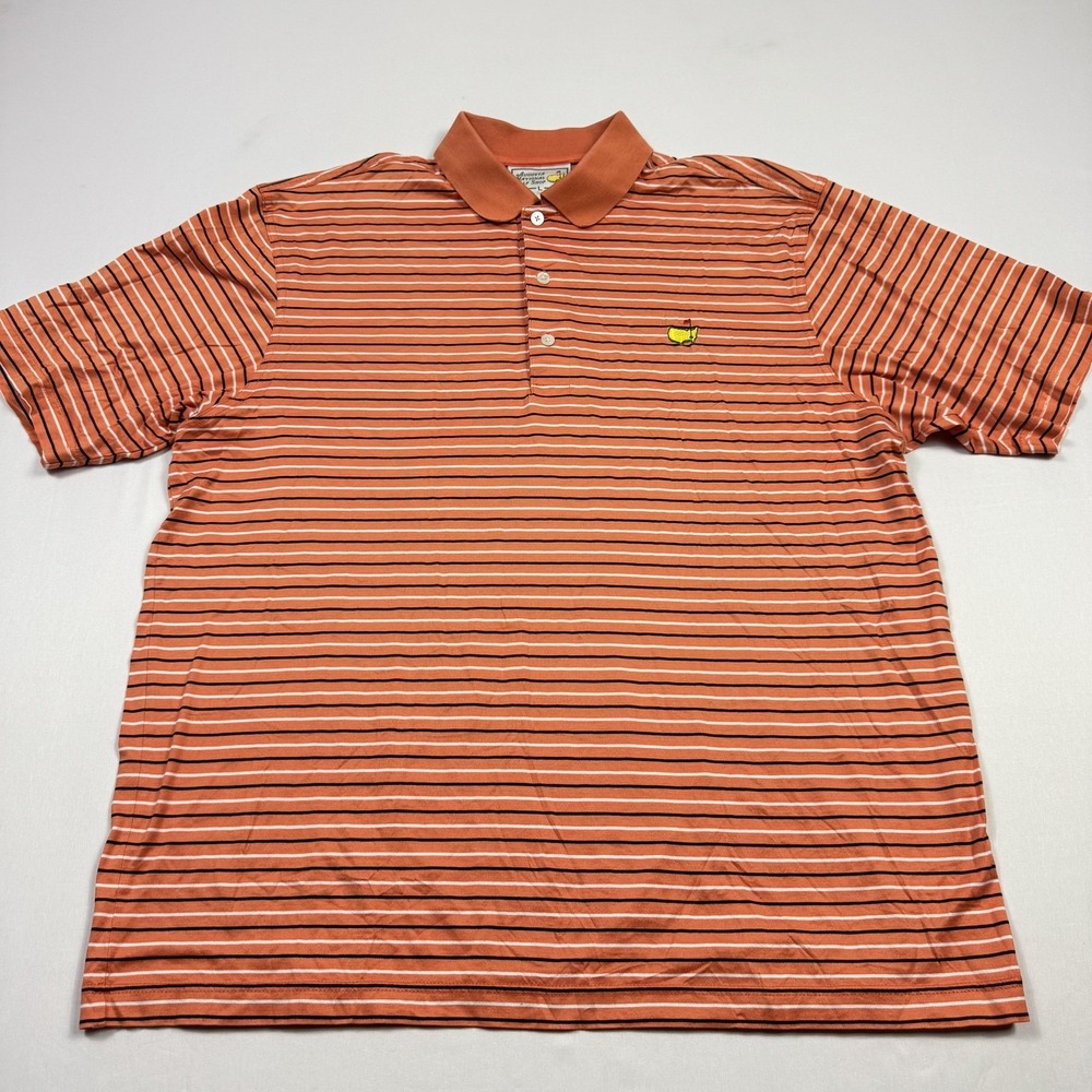 Masters Augusta National Golf Shop Polo Shirt Mens Large Orange Striped - Picture 2 of 11